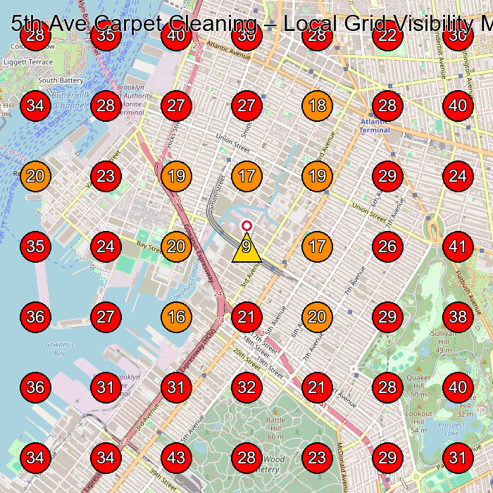 5th Ave Carpet Cleaning GeoGrid visibility map for Carpet Cleaning Service in Brooklyn